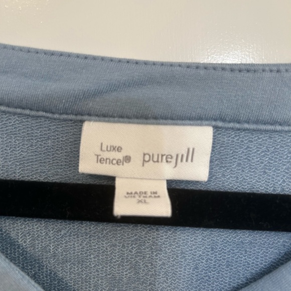 Pure J Jill Tunic Top Size XL Womens Blue Luxe Tencel Long Sleeve V Neck Comfy - Picture 3 of 10